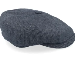 Hatteras Silk Dark Grey Heringbone Flat Cap - Stetson