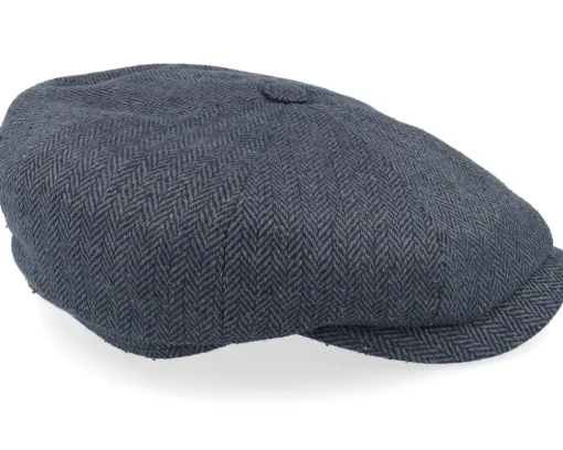 Hatteras Silk Dark Grey Heringbone Flat Cap - Stetson