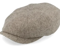 Hatteras Sustainable Herringbone Wool Beige Flat Cap - Stetson