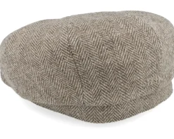 Hatteras Sustainable Herringbone Wool Beige Flat Cap - Stetson