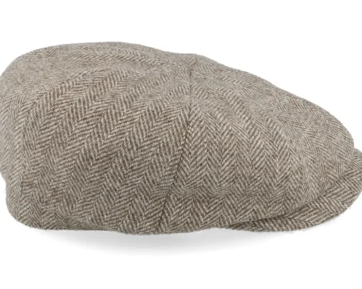 Hatteras Sustainable Herringbone Wool Beige Flat Cap - Stetson