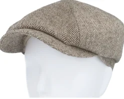 Hatteras Sustainable Herringbone Wool Beige Flat Cap - Stetson
