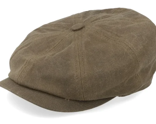 Hatteras Vintage Wax Earflap Brown Flat Cap - Stetson