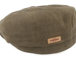 Hatteras Vintage Wax Earflap Brown Flat Cap - Stetson