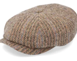 Hatteras Virgin Wool Herringbone Brown Flat Cap - Stetson