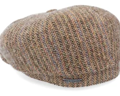 Hatteras Virgin Wool Herringbone Brown Flat Cap - Stetson