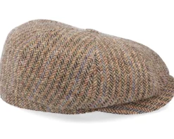 Hatteras Virgin Wool Herringbone Brown Flat Cap - Stetson