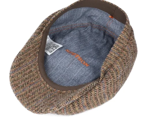 Hatteras Virgin Wool Herringbone Brown Flat Cap - Stetson