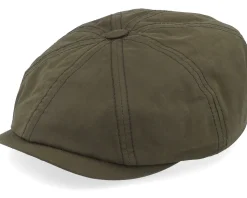 Hatteras Waxed Cotton Dark Green Flat Cap - Stetson