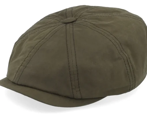 Hatteras Waxed Cotton Dark Green Flat Cap - Stetson