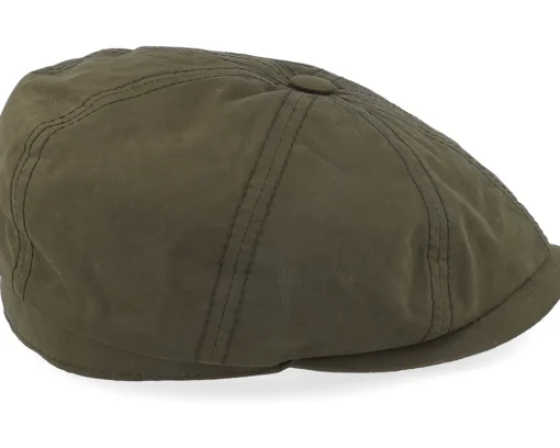 Hatteras Waxed Cotton Dark Green Flat Cap - Stetson