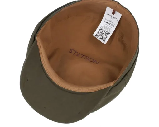 Hatteras Waxed Cotton Dark Green Flat Cap - Stetson