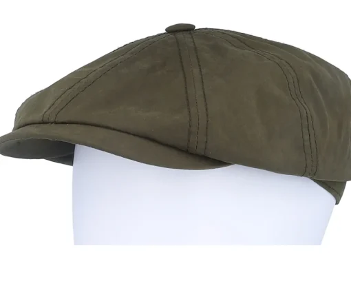 Hatteras Waxed Cotton Dark Green Flat Cap - Stetson
