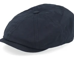 Hatteras Waxed Cotton Wr Black Flat Cap - Stetson