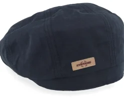 Hatteras Waxed Cotton Wr Black Flat Cap - Stetson