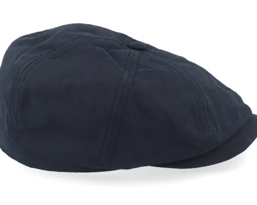 Hatteras Waxed Cotton Wr Black Flat Cap - Stetson