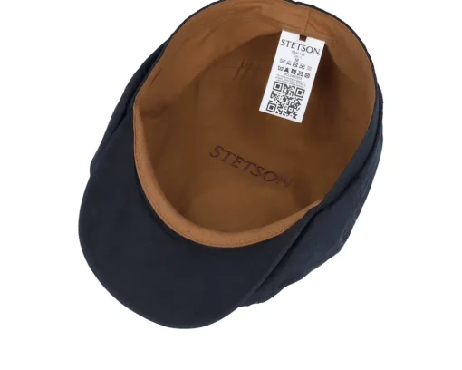 Hatteras Waxed Cotton Wr Black Flat Cap - Stetson