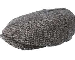 Hatteras Woolrich Herringbone Black/Grey Flat Cap - Stetson