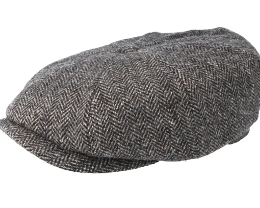Hatteras Woolrich Herringbone Black/Grey Flat Cap - Stetson