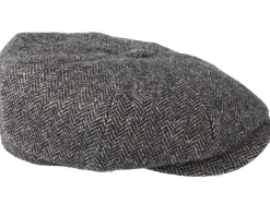 Hatteras Woolrich Herringbone Black/Grey Flat Cap - Stetson