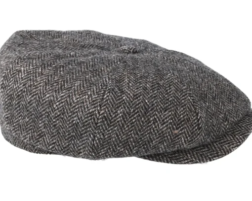 Hatteras Woolrich Herringbone Black/Grey Flat Cap - Stetson