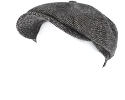 Hatteras Woolrich Herringbone Black/Grey Flat Cap - Stetson