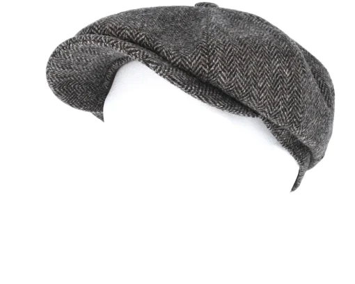 Hatteras Woolrich Herringbone Black/Grey Flat Cap - Stetson