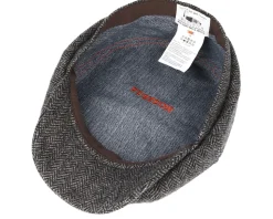 Hatteras Woolrich Herringbone Black/Grey Flat Cap - Stetson