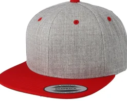 Heather Grey/Red Snapback - Yupoong