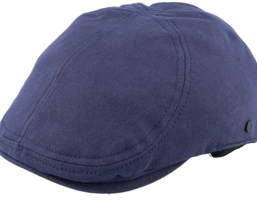 Henry Duckbill Navy Blue Flat Cap - Upfront