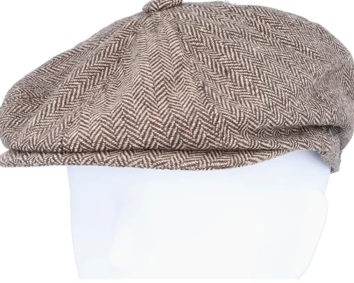Herringbone Newsboy Cap Brown Flat Cap - Jaxon & James
