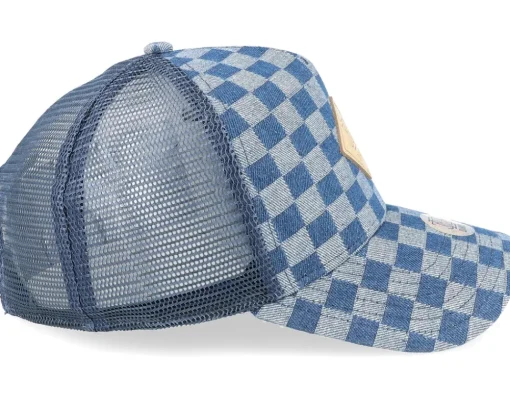Hft Cap Denim Check Blue Trucker - Djinns