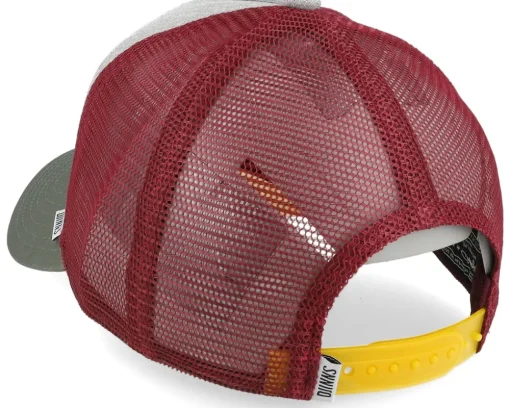 Hft Cap Dnc Scull Heather Grey/Olive/Burgundy A-Frame Trucker - Djinns