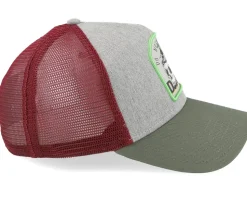 Hft Cap Dnc Scull Heather Grey/Olive/Burgundy A-Frame Trucker - Djinns