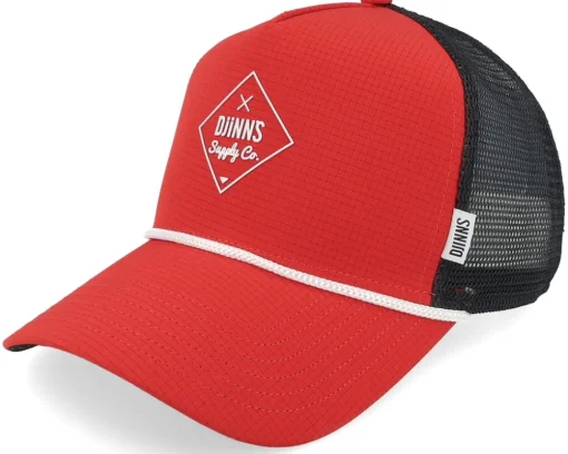 Hft Cap Rubber Ripstring Red/Black A-Frame Trucker - Djinns