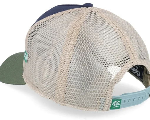 Hft Optimism Co Off White/Navy/Green A-Frame Trucker - Coastal