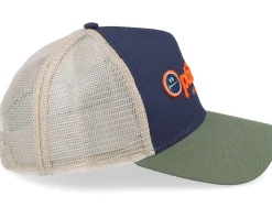Hft Optimism Co Off White/Navy/Green A-Frame Trucker - Coastal