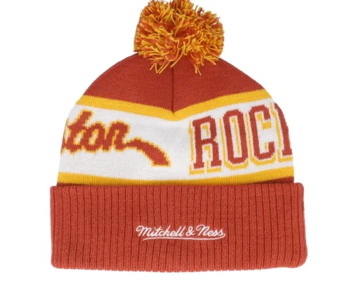 Houston Rockets Block Sweep Knit Hwc Red Pom - Mitchell & Ness