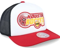 Houston Rockets Globe Hwc White/Black/Red Trucker - Mitchell & Ness