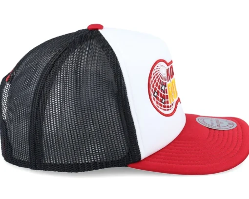 Houston Rockets Globe Hwc White/Black/Red Trucker - Mitchell & Ness