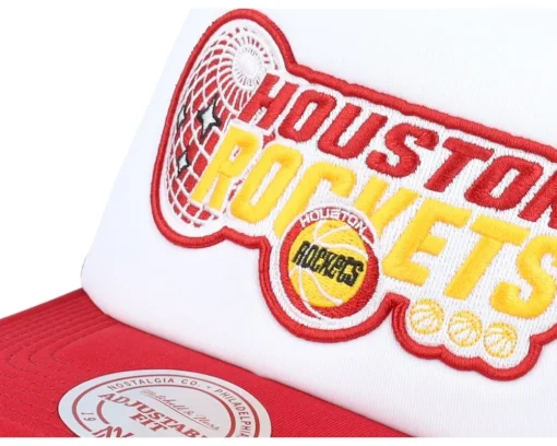 Houston Rockets Globe Hwc White/Black/Red Trucker - Mitchell & Ness