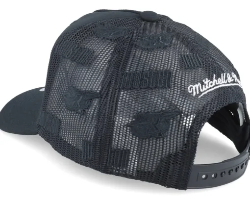 Houston Rockets Monogram Black A-frame Trucker - Mitchell & Ness