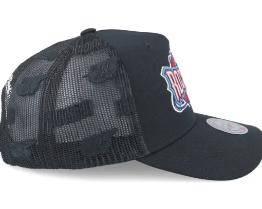 Houston Rockets Monogram Black A-frame Trucker - Mitchell & Ness