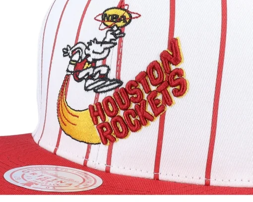 Houston Rockets Retro Pinstripe White Snapback - Mitchell & Ness