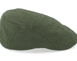 Ivy Cap Delave Organic Cotton Forest Green Flat Cap - Stetson