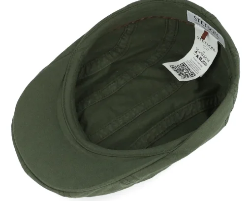 Ivy Cap Delave Organic Cotton Forest Green Flat Cap - Stetson