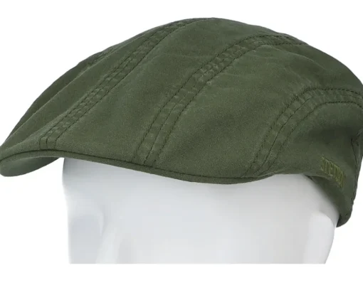 Ivy Cap Delave Organic Cotton Forest Green Flat Cap - Stetson