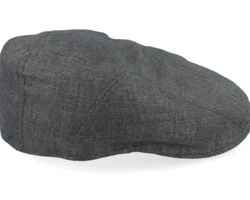 Ivy Cap Linen Olive Herringbone Flat Cap - Stetson