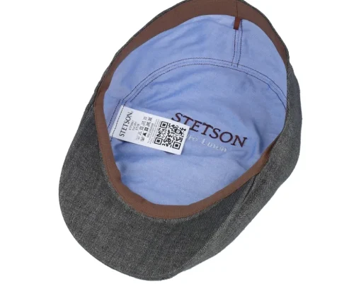Ivy Cap Linen Olive Herringbone Flat Cap - Stetson