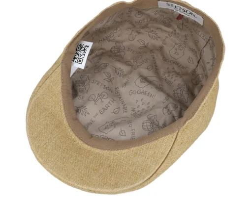Ivy Cap Linen Sustainable Beige Flat Cap - Stetson